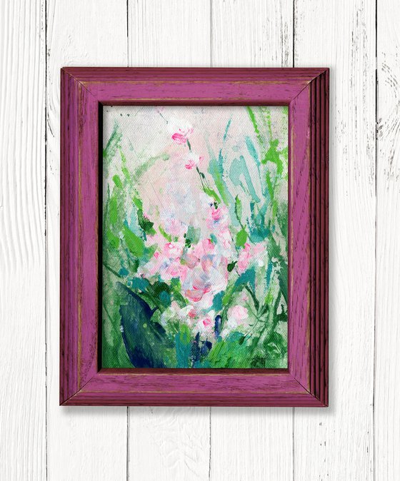 Shabby Chic Charm 30 - Framed Floral art in Painted Distressed Frame by Kathy Morton Stanion