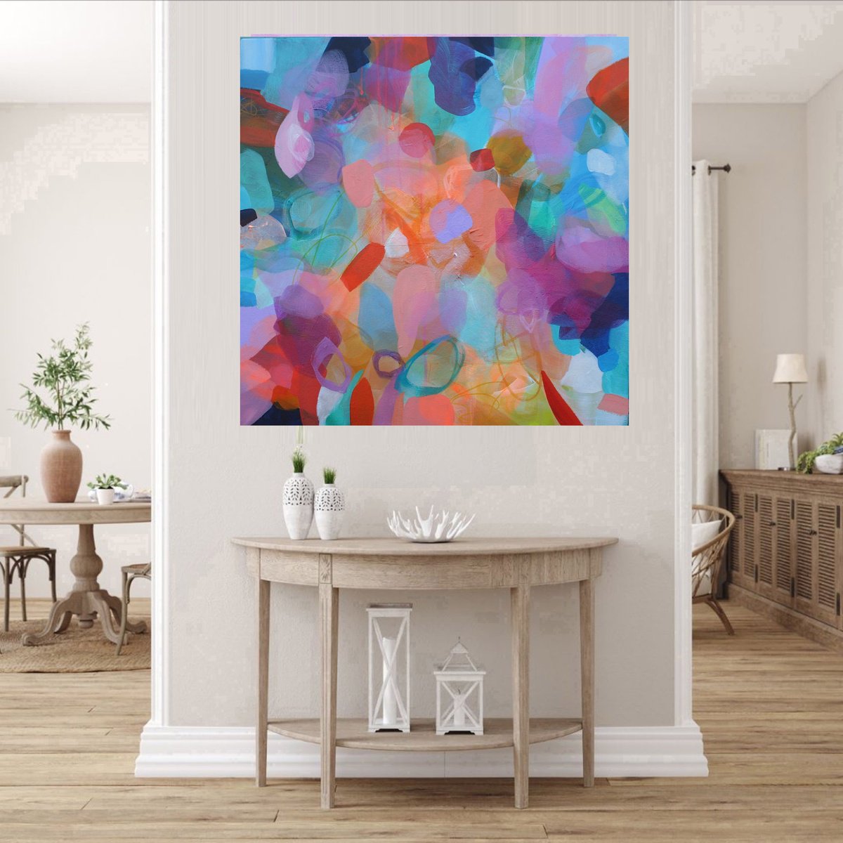 Abstract Acrylic Painting By Susan Wooler, 24 X 24", Forgotten Beauty, Original Artwork