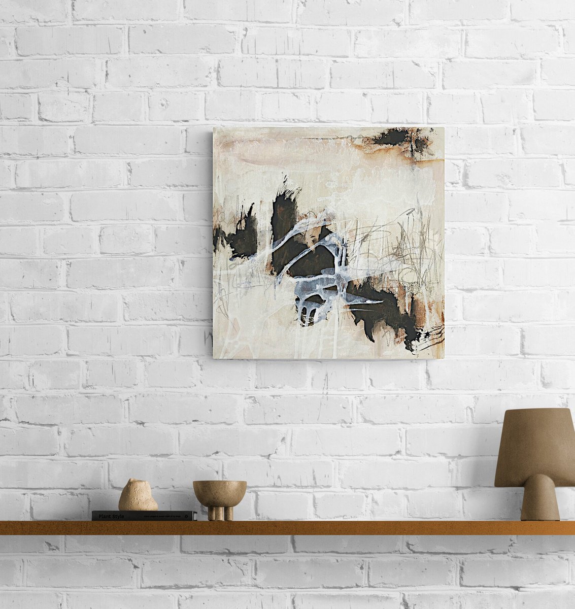 Abstract Acrylic Painting By Jutta Rika Bressem, 12 X 12", Notationen 26, Original Artwork