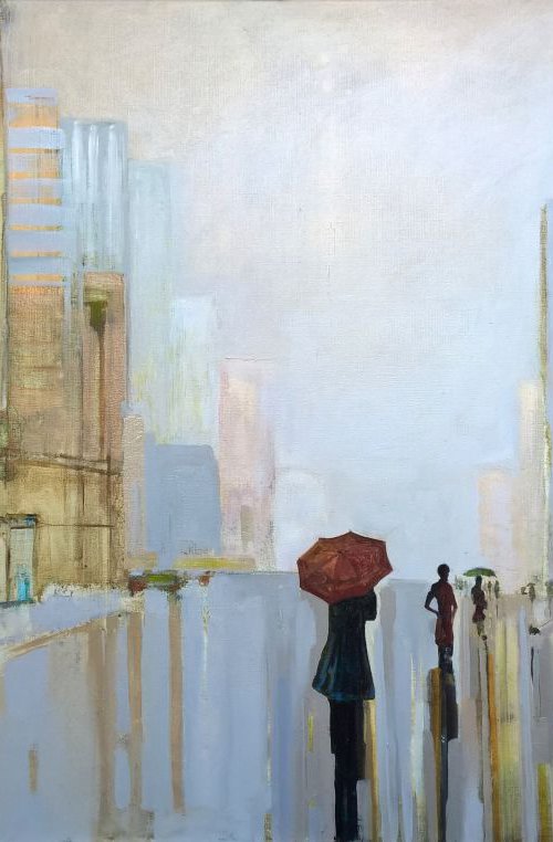 On rainy side of street by Romuald Mulk Musiolik