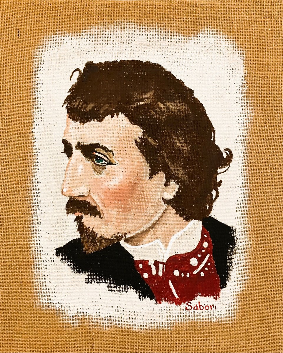 Portrait Acrylic Painting By Andrew Sabori, 16 X 20, Paul Gaughan, Original Artwork