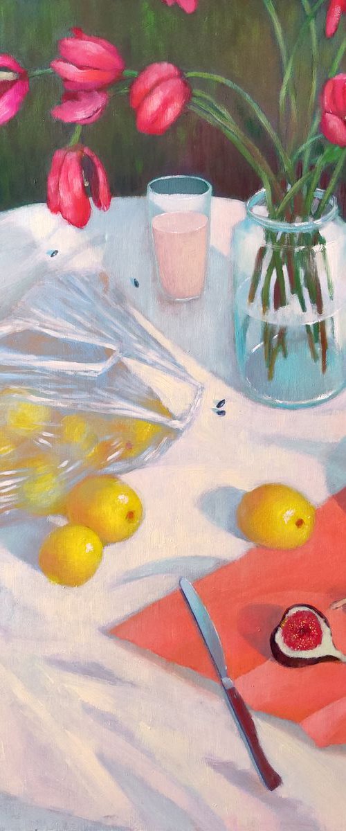 Cup Of Buttermilk - big oil painting 80x80 cm by Ayna Paisley