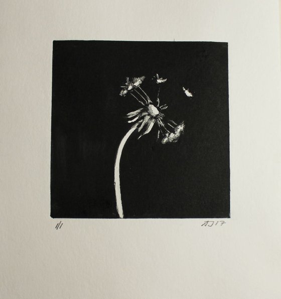 Dandelion Monoprint, Plant Monotype Print