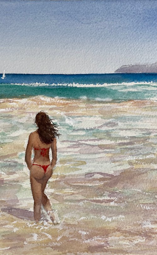 Girl at the beach by Shelly Du