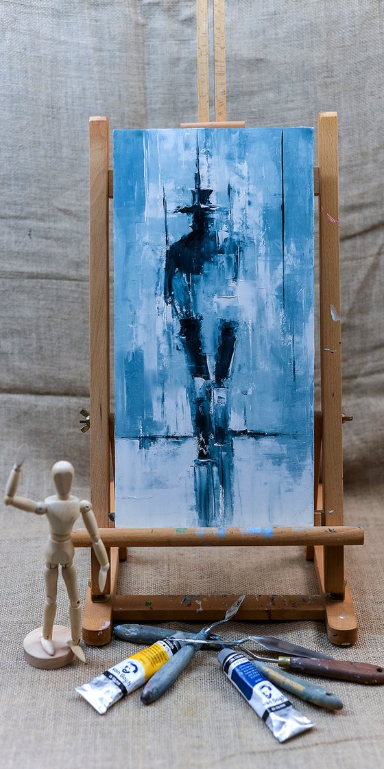 Man on street. Figurative abstract art