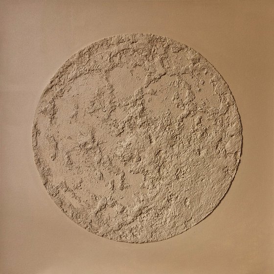 "Brown Moon" Moon beige textured art