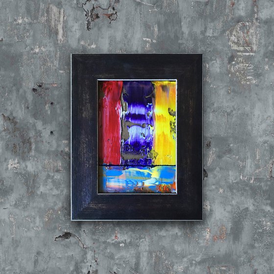 "Designs On You" - FREE SHIPPING to the USA - Original PMS Micro Painting On Glass, Framed - 7.5 x 9.5 inches