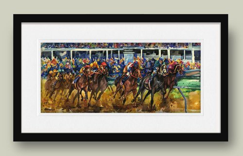 The Race No. 2 - Horse Watercolor by Kathy Morton Stanion by Kathy Morton Stanion