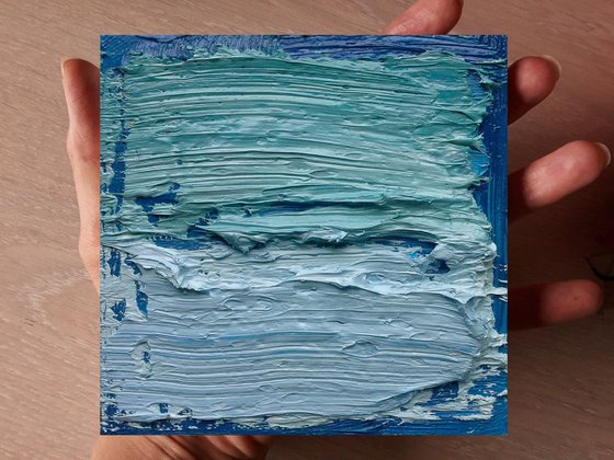 'Blue Mint Ice Cream'-Miniature Abstract Painting