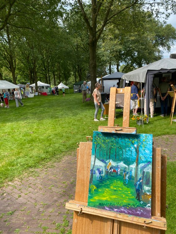 Green glade at art festival