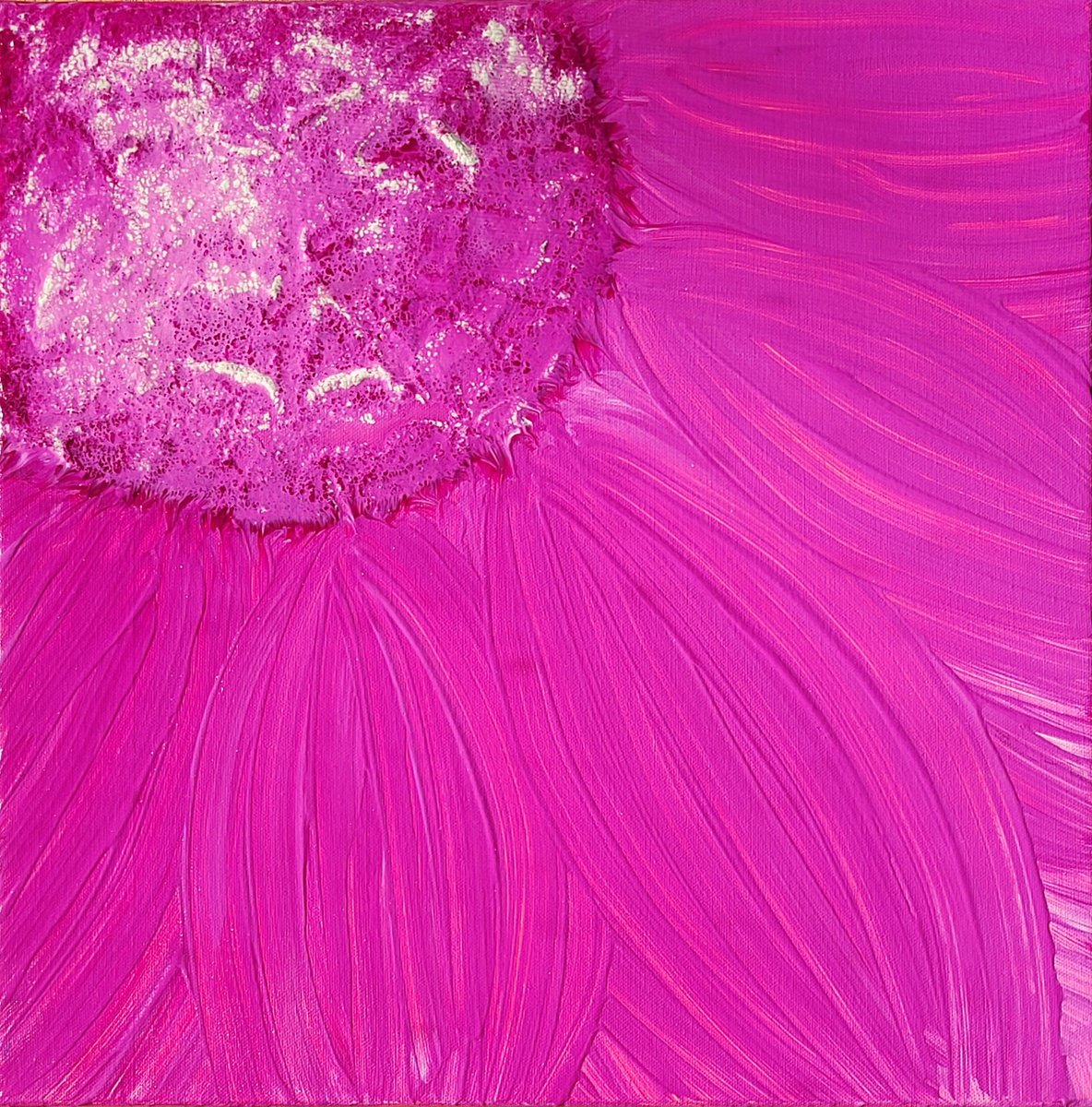 Abstract Botanical Acrylic Painting By Silvija Horvat, 20 X 20", Exotic Bloom #4, Original Artwork