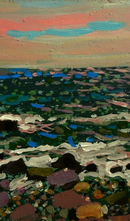 sea and stones . original painting 30x21 cm by Sergey  Kachin