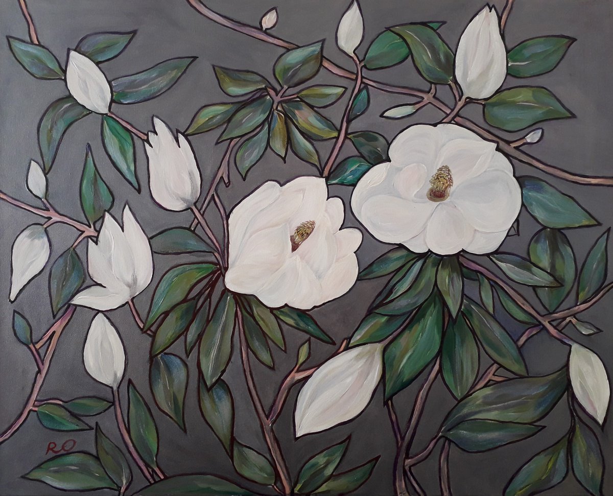  Magnolias By Olga Rokhmanyuk | Roartus, 30 X 24, Artwork For Sale On Artfinder