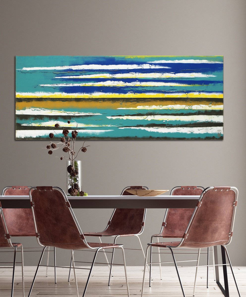Blue Horizon Landscape By Ronald Hunter, 59 X 24, Artwork For Sale On Artfinder