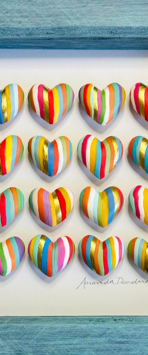 LOVE - Multi-coloured stripes with gold by Amanda Deadman