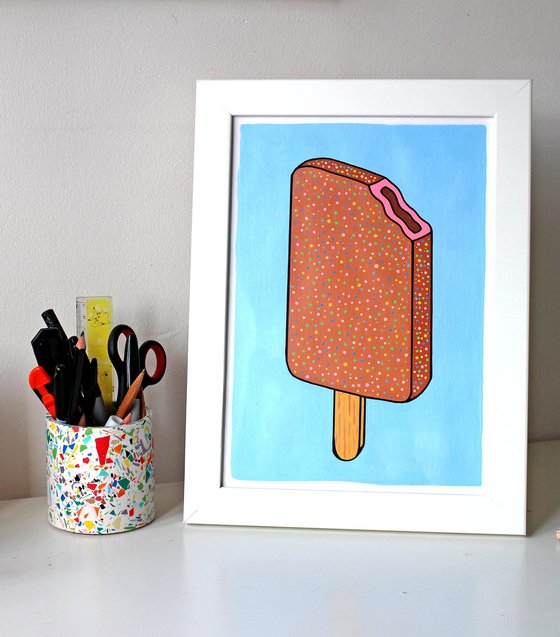 Nobbly Bobbly Ice Lolly - Pop Art Painting On A4 Paper (Unframed)