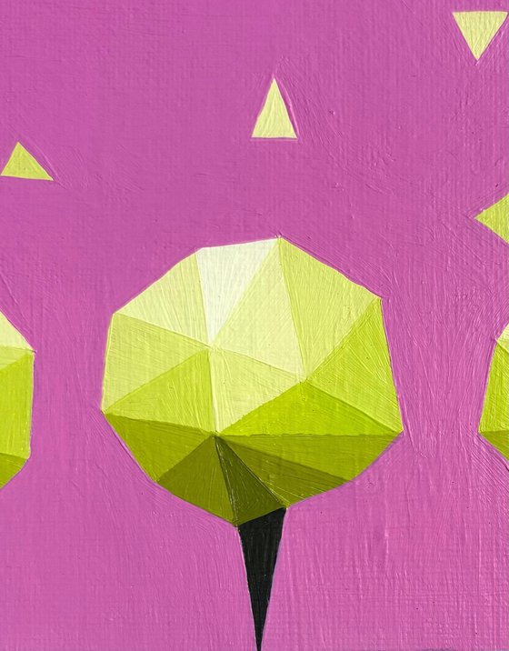 PINK AND LEMON ABSTRACT TREES