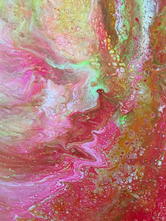 "Bubbling Up" - FREE USA SHIPPING - Original Abstract PMS Fluid Acrylic Painting - 18 x 24 inches