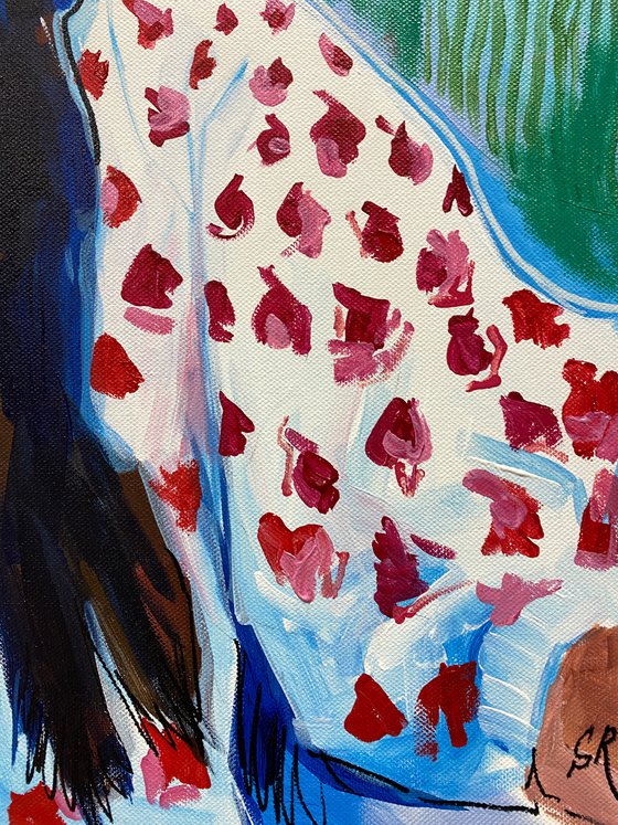 FEMME - original artwork, woman with flowers, floral figure Painting