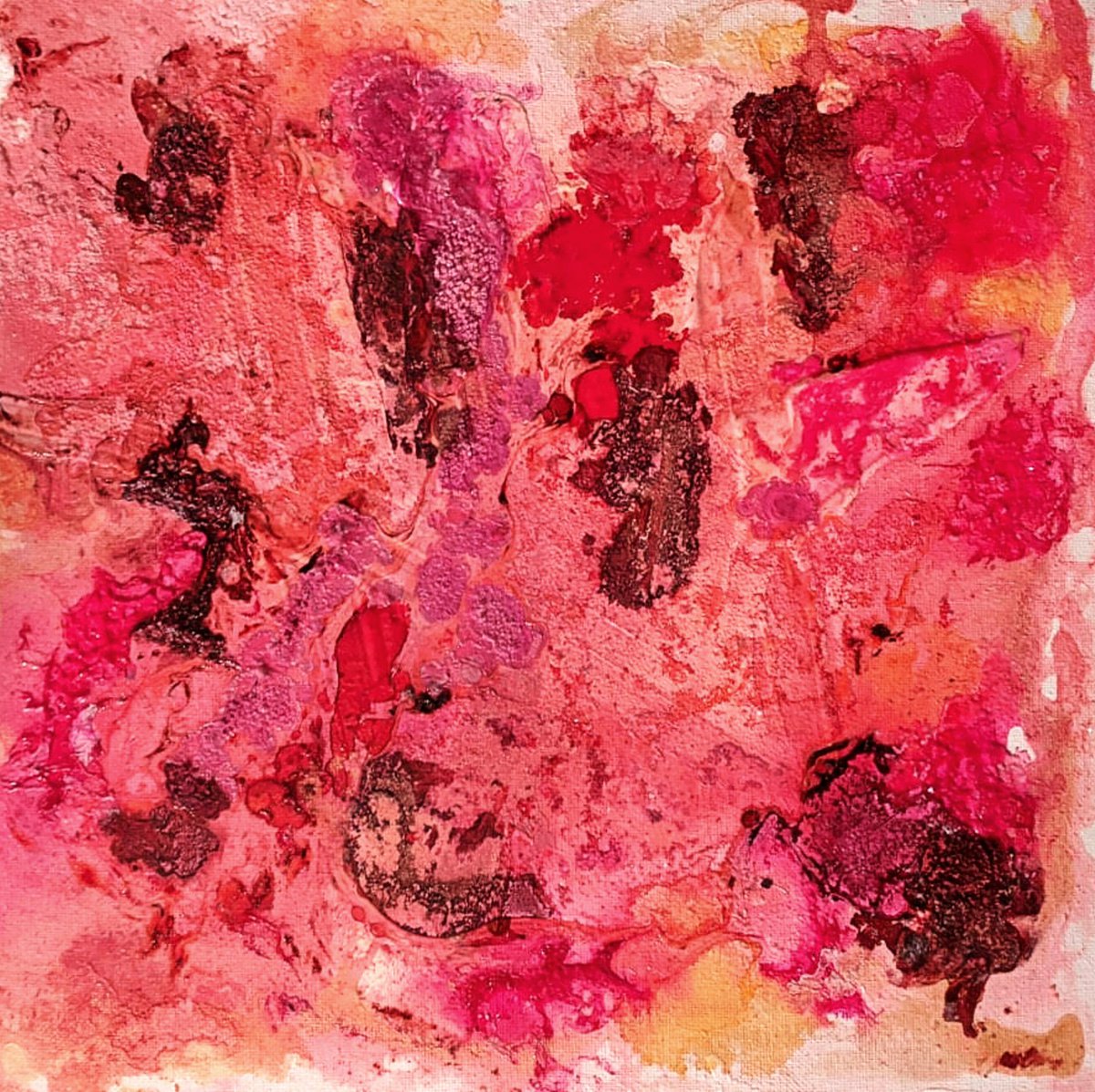 Abstract Painting By Shelli Finch, 12 X 12", Trash Talk, Original Artwork