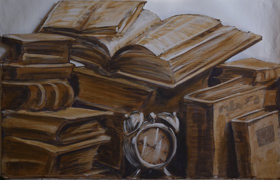 Books and clock