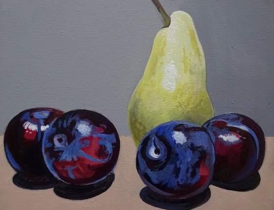 Still Life Pear And Plums