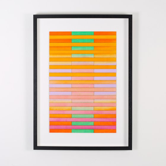 Three Panel Abstract Geometric Gradient Painting Number Four