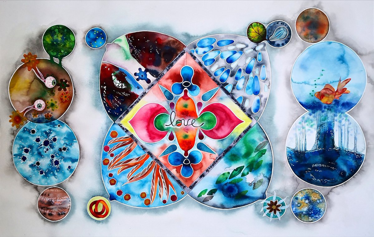 Organic Abstract Watercolour By Ilaria Finetti, 40 X 26, Caleidoscopio, Original Artwork