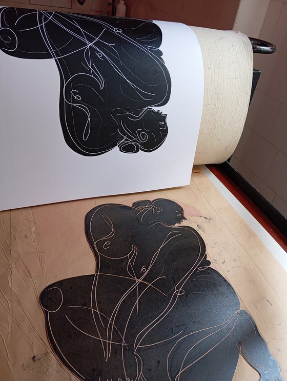 Linocut "Nude-4" 50x70cm