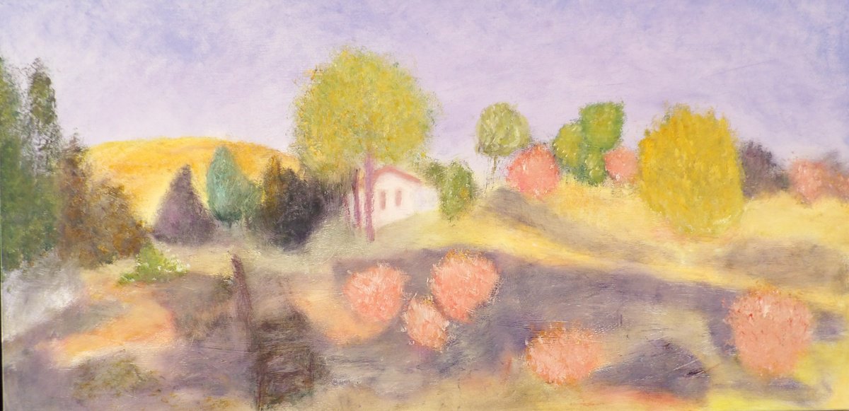 Impressionistic Landscape Oil Painting By Stacy Neasham, 48 X 24", Staying Home, Original Artwork