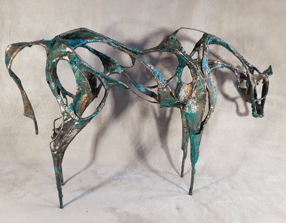 Impressionistic Animal Sculpture By Linda Hoyle, 16 X 10", Patience, Original Artwork