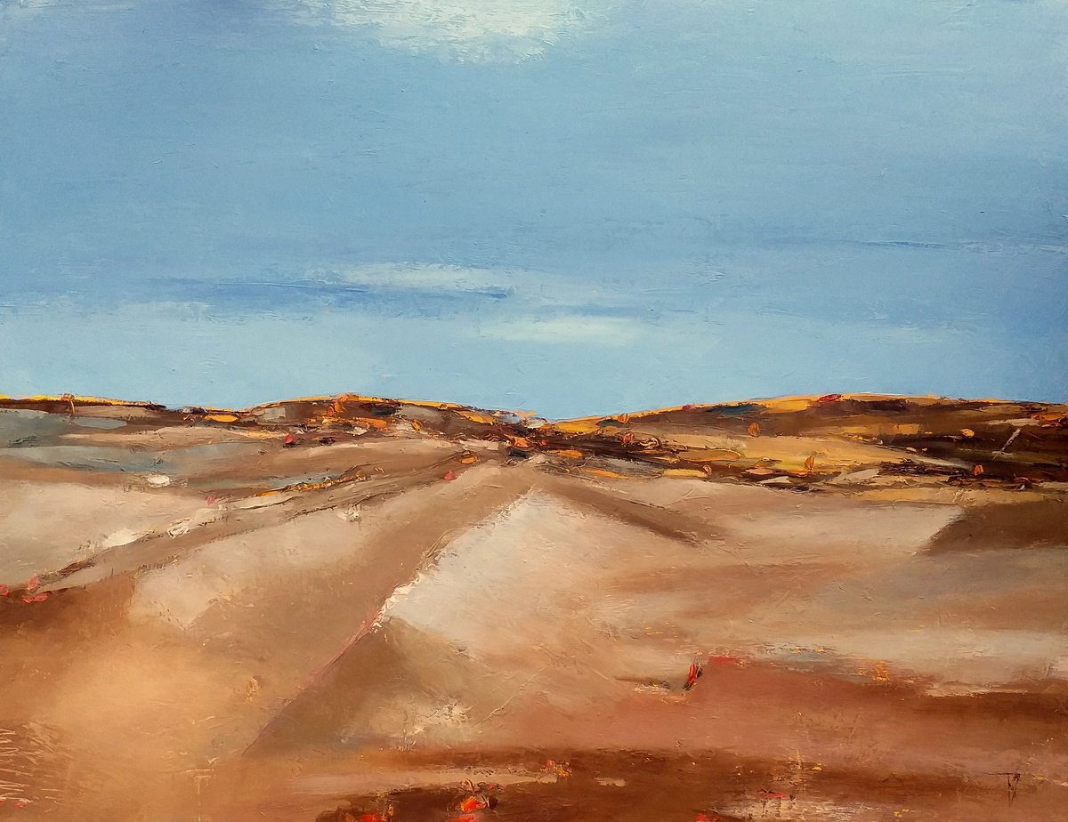 Abstract Landscape Oil Painting By Kestutis Jauniskis, 24 X 19", Sea Dunes 5, Original Artwork