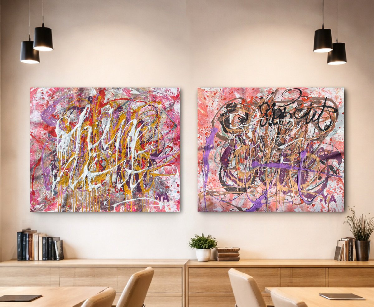 Acrylic Painting , Hotel Solution - Diptych By Bogdana Antoniuk, 83 X 35, Artwork For Sale On Artfinder