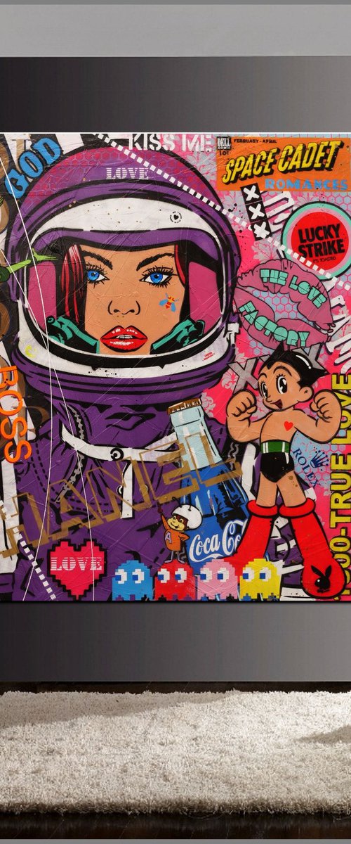 Cadet Galaga 150cm x 150cm Space Cadet Textured Urban Pop Art by Franko