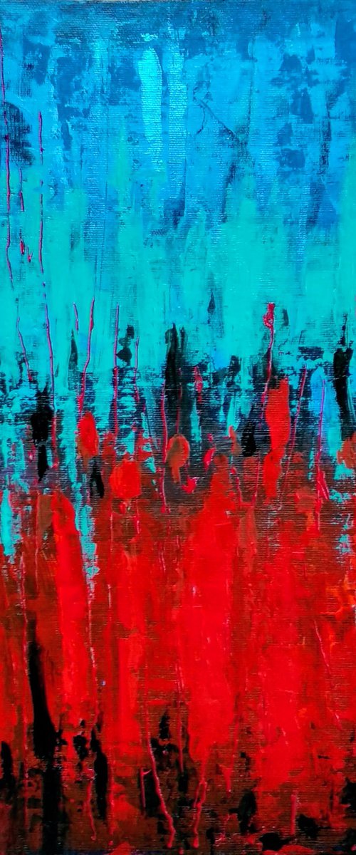 Vibrant Red & Turquoise -II by Asha Shenoy