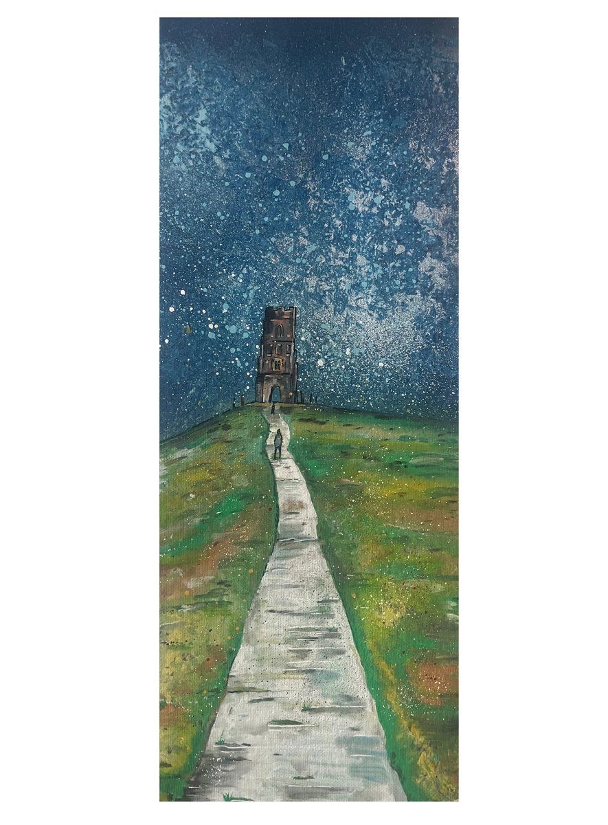 Organic Landscape Acrylic Painting By John Curtis, 8 X 20, Walking Up To The Tor, Original Artwork