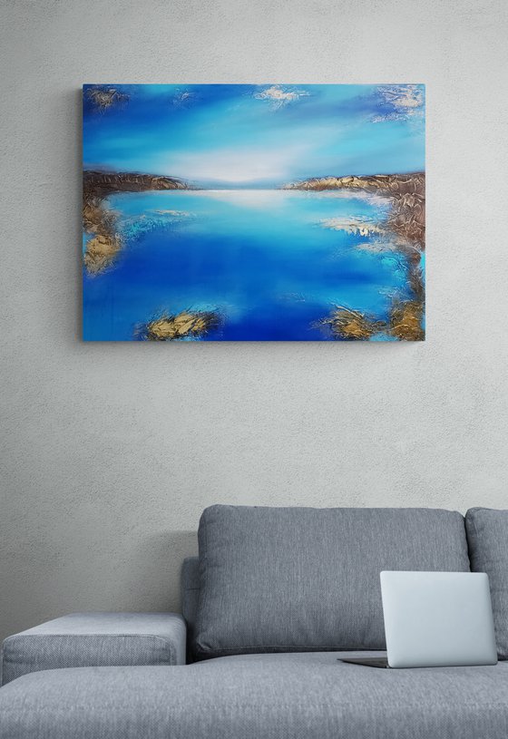 A large original modern semi-abstract seascape painting "Depth of the sea"