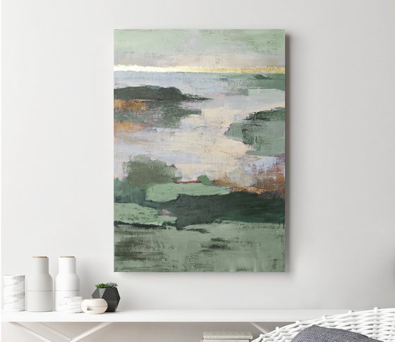 "Olive Estuary" Sage green abstract nature