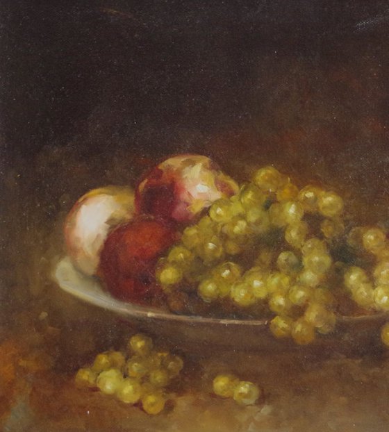 Still Life with Grapes Original oil painting  Hand painted artwork One of a kind Signed with Certificate of Authenticity