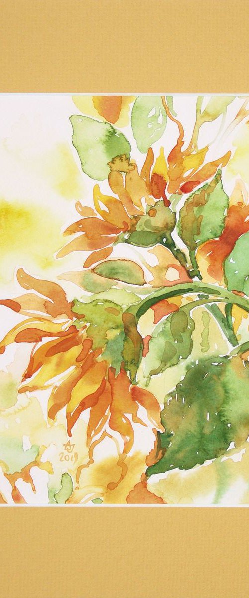 Sunflowers in the wind by Jolanta Czarnecka