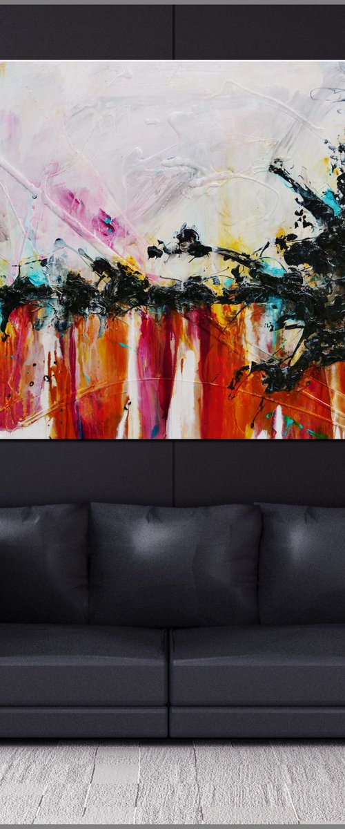 Deep Sienna Rush 160cm x 100cm White Sienna Abstract Art by Franko