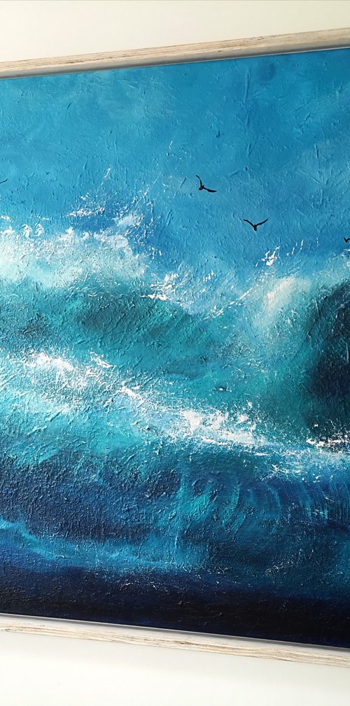 The Big Blue - framed seascape, stunning, panoramic by Mel Graham