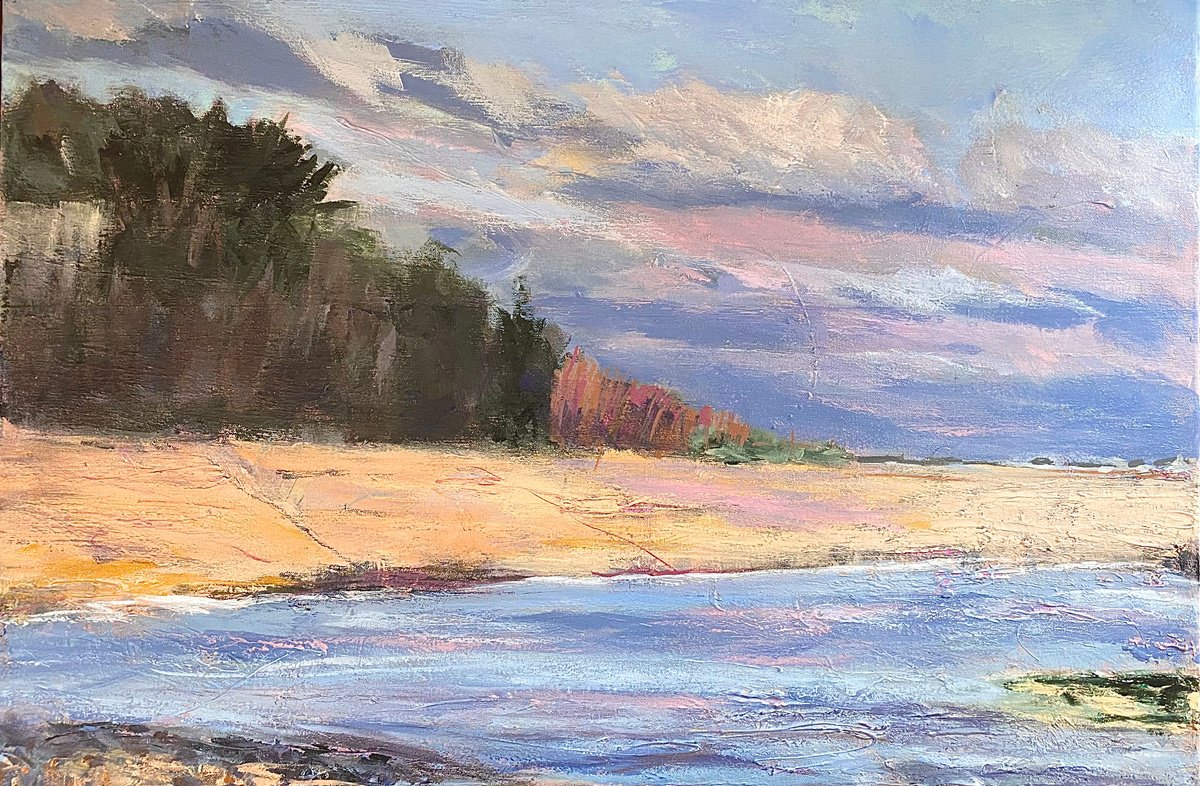 Expressive Landscape Acrylic Painting By Nikki Wheeler, 30 X 20", Bright Salty Air, Original Artwork