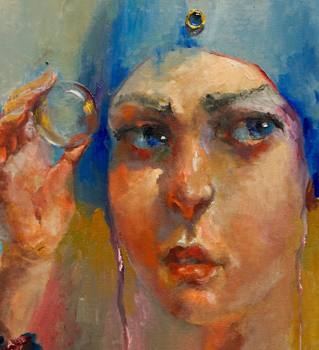 Impressionistic Portrait Oil Painting By Pavel Filin, 20 X 30", Crystal Ball, Original Artwork