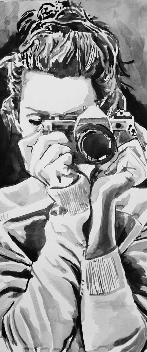 Girl with camera ID #1/ 50 X 36 CM by Alexandra Djokic