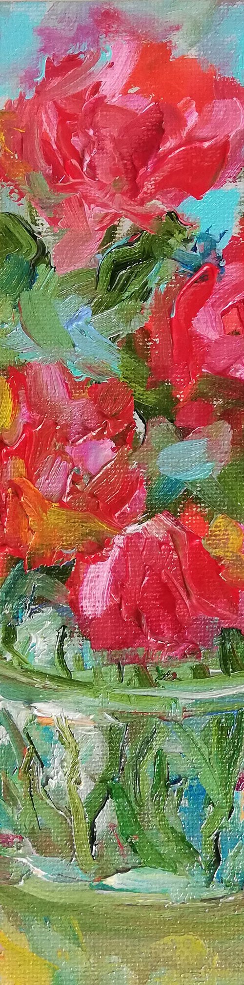 Red Roses in Vase by Katia Ricci