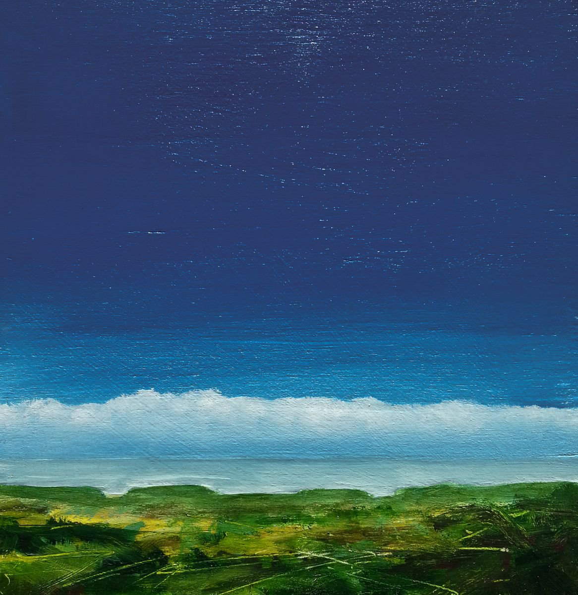 Abstract Landscape Oil Painting By Fabienne Monestier, 8 X 8, Study : Clouds #22, Original Artwork