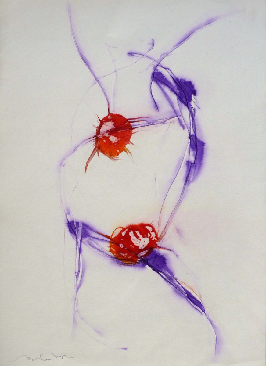 Abstract Ink Drawing By Frederic Belaubre, 17 X 23, Abstract Dn13, Original Artwork