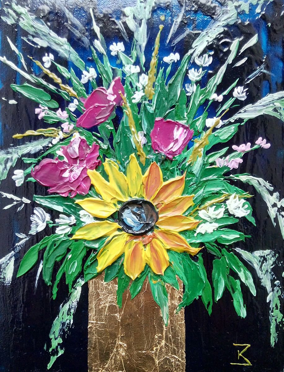 Night Bouquet, texture painting by Kateryna Zaichyk