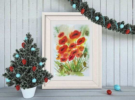 Red Poppies floral painting